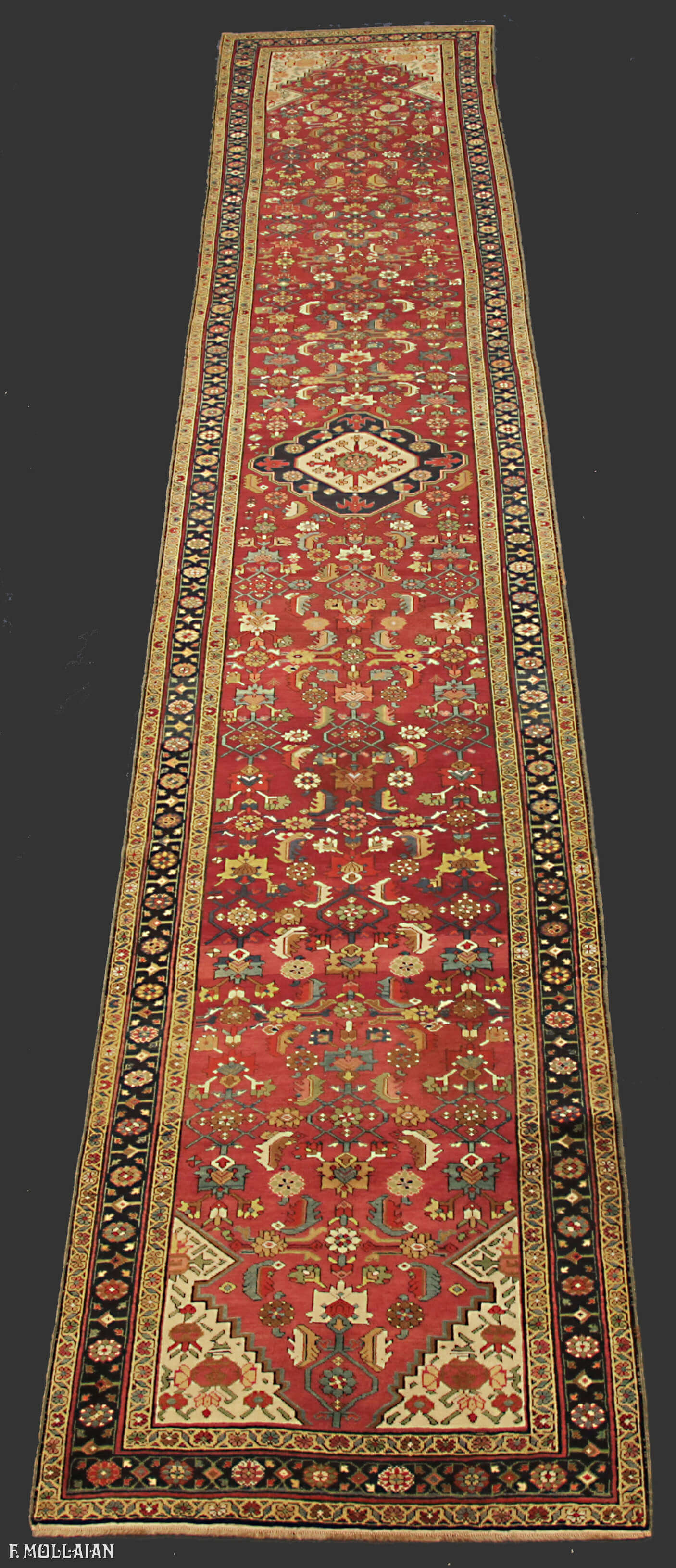 Hand-Knotted Antique Caucasian Karabakh (Qarabag) Long Runner Carpet n°:36743003